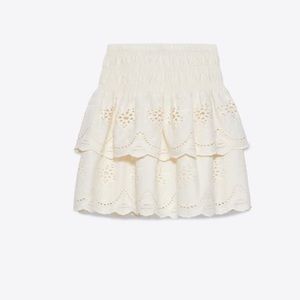 Zara EMBROIDERED EYELET MINI SKIRT